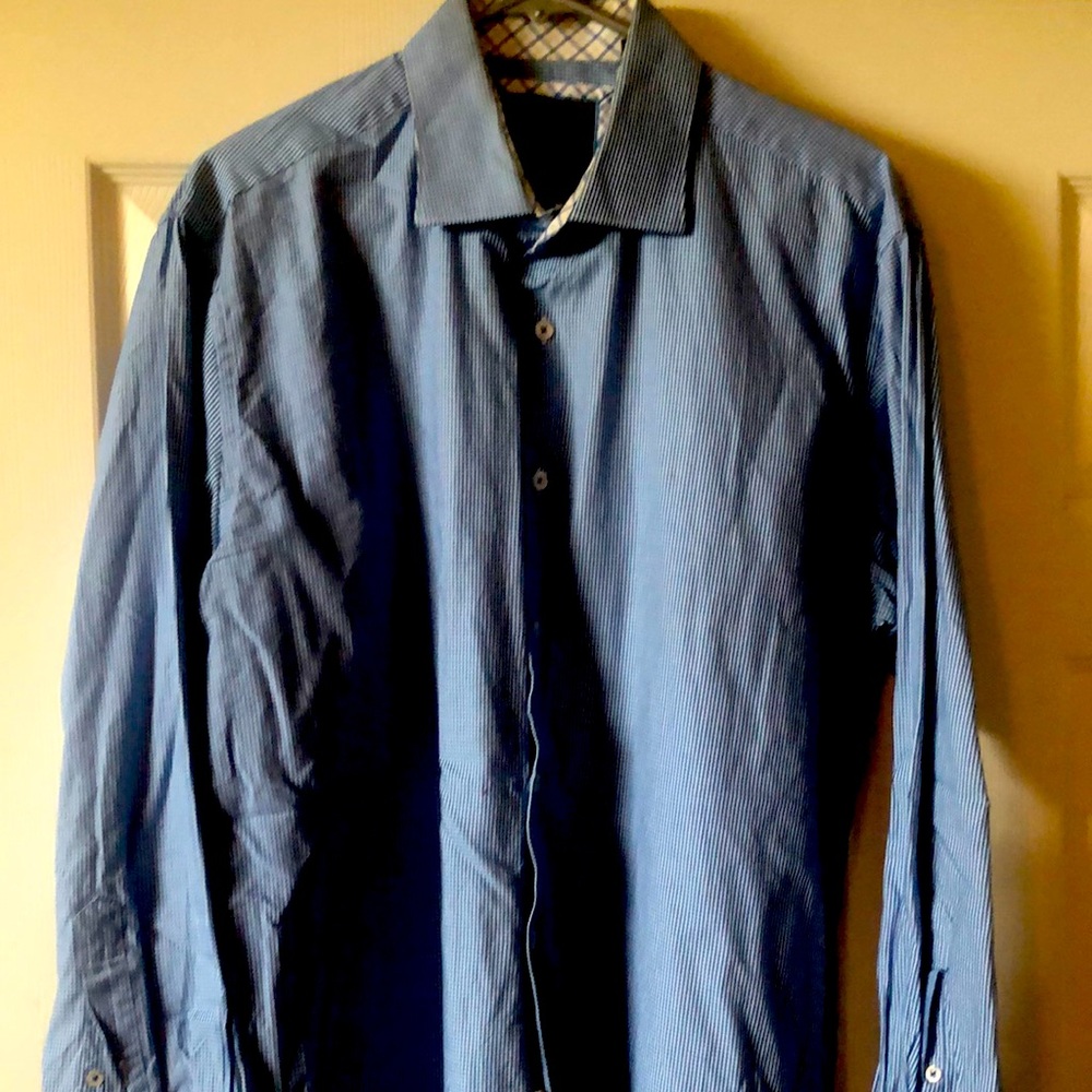 Never worn button down blue and white shirt size 17 34/35 XL